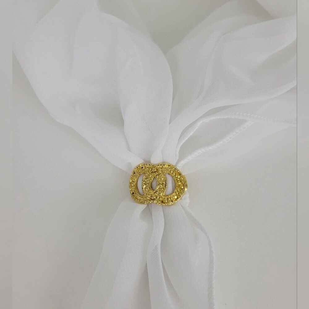 Elegant Gold-Tone Women's Scarf Buckle Bandana Ring